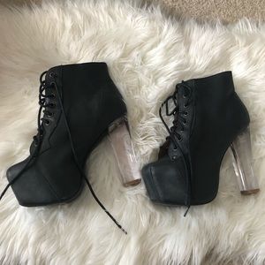 Clear Heel Jeffrey Campbell Booties Black Size 7